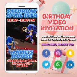 Sonic Invitation, Sonic Video Invitation, Sonic The Hedgehog Invite, Sonic The Hedgehog Birthday, Sonic The Hedgehog