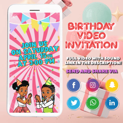 Gracie's Corner birthday party animated video invitation for boy or girl