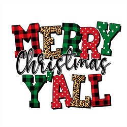 Merry Christmas Y'all Buffalo Plaid Pattern PNG Sublimation Designs