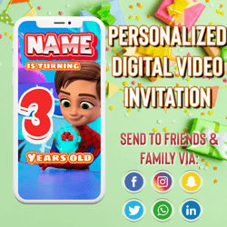 Spidey and his amazing friends Animated Digital Invitation for birthday party, Spiderman, Miles Morales, SpiderGwen
