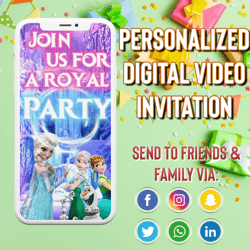 Frozen Invitation, Frozen Video Invitation, Frozen Birthday Invite, Elsa Birthday Invite, Elsa Frozen Party, Digital