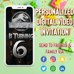 Jurassic World Video Invitation, Jurassic Park animated invitation, Dinosaur Animated Video, Jurassic World Party
