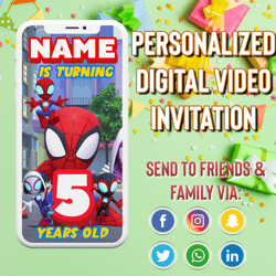 Spidey and his Amazing Friends Invitation, Spidey Video Invitation, Spidey Invite, Spidey Birthday, Spidey