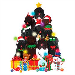 Christmas Newfoundland Dog Tree PNG Sublimation Designs
