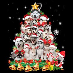 Funny Siberian Husky Christmas Tree PNG Sublimation Designs