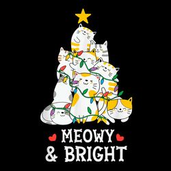 Meow And Bright Xmas Tree PNG Sublimation Designs