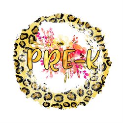 Prek School Flower Circular Leopard Pattern PNG Sublimation Deigns
