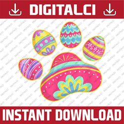 Cute Dog Cat Paw Easter Egg Easter Day Png, Happy Easter Day Sublimation Design