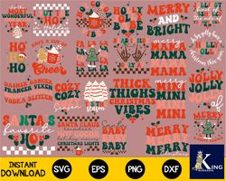 Christmast Retro SVG, 90 file Christmast Retro bundle svg eps png, for Cricut, Silhouette, digital, file cut