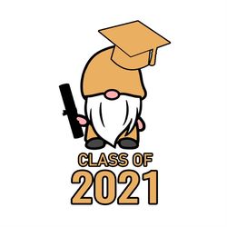 Gnome Holding Diploma Graduation Cap Class of 2021 SVG PNG