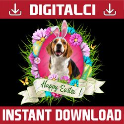 Happy Easter Beagle Wearing Bunny Ear Eggs Cool Easter Day Png, Happy Easter Day Sublimation Design