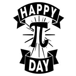 Happy Pi Day Couple Black Banner SVG Silhouette