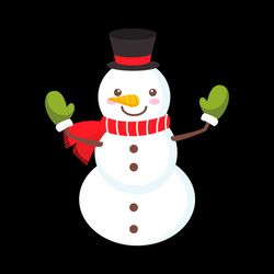 Cute Snowman Red Scarf Green Gloves PNG Sublimation