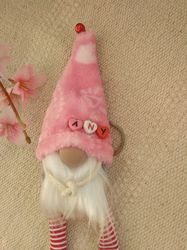 Pink Gnome keychain with your name