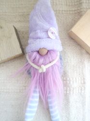 Lavender Plush Gnome Keychain charm Gift for Girl