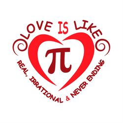 Love Is Like Real Irrational And Never Ending Red Heart SVG PNG