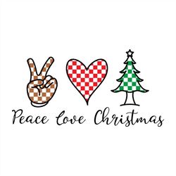 Peace Love Christmas Caro Pattern Christmas Tree SVG PNG