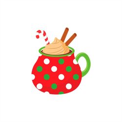 Polka Dots Red Mug Ice Cream Candy Cane PNG Sublimation Design