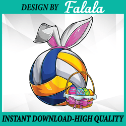 volleyball easter bunny ears easter eggs hunting basket png ,cute easter png, easter png, digital download