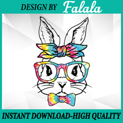Cute Bunny Face Tie Dye Glasses Headband Happy Easter Day Png, Happy Easter Day Png, Easter Png, Digital download