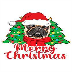Merry Christmas Bulldog Christmas Tree SVG PNG