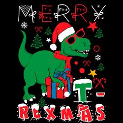 Merry TRexmas Christmas Dinosaurs SVG PNG
