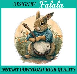 Funny Bunny Playing Banjo Guitar Music Rabbit Happy Easter Png, Rocker Guitar Player, Bunn, Easter Png, Digital download
