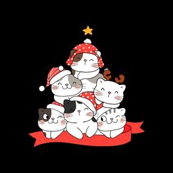 Cute Cat Christmas Tree Christmas SVG PNG
