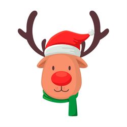 Cute Reindeer Wearing Santa Hat SVG PNG