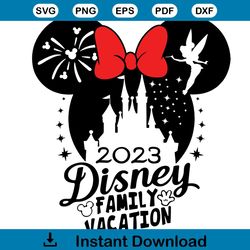 Family Vacation 2023 SVG Minnie Mouse Head With Castle SVG Files