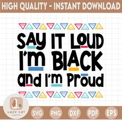 Say It Loud I'm Black And I'm Proud African Black History Png, Black History Day Png, Black Lives Matter Png, Juneteenth
