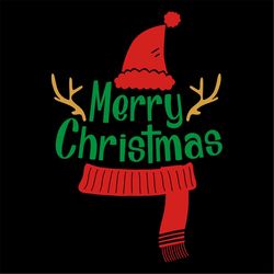 Merry Christmas Santa Hat Red Scarf SVG PNG