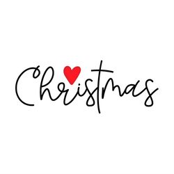 Christmas Simple Text Red Heart SVG PNG