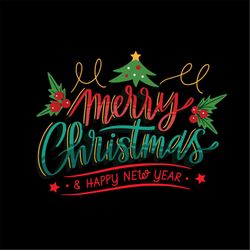 Merry Christmas Holly Berry Happy New Year SVG PNG