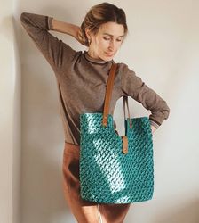 Crochet pattern a large tote bag PDF digital instant download, video tutorial, women handbag, shopper bag, raffia bag