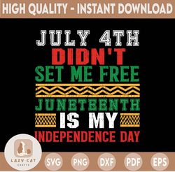 July 4th Didn't Set Me Free Juneteenth My Independence Day Svg Cut File for Cricut or Silhouette, Black African American