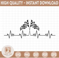 Racing flag heart beat, Ekg, Love race, svg,png, dxf, eps, cut file, Love svg, Cut File for Silhouette and Cricut, Cycli