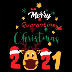 Merry Quarantine Christmas 2021 Reindeer Wearing Mask SVG PNG
