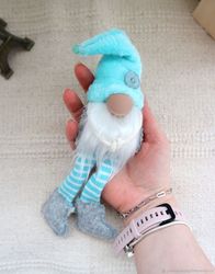 turquoise plush gnome long legs keyring