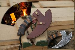 The Original custom hand forged pizza Axe , Viking pizza cutter axe , Viking Bearded Camping Axe, Best Birthday & Annive