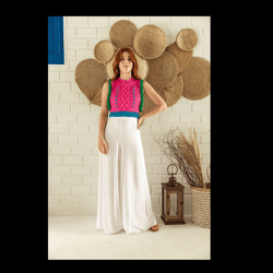 Colored cropped blouse top with long armholes Cable Aran Honeycomb Polka dot bumps