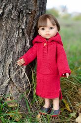 Knitted hooded dress for Paola Reina doll