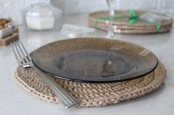 Rustic table decor. Round placemats. Placemat set of 4 round. Cute coaster. Eco friendly products.