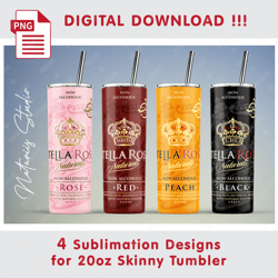 4 Inspired Stella Rosa Templates - Seamless Sublimation Patterns - 20oz SKINNY TUMBLER - Full Tumbler Wrap