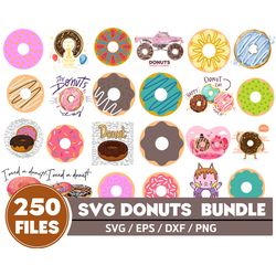 250 Donut SVG Bundle, Donut Svg , Donut Cricut ,Donut Clipart , Donut PNG Jpg Dxf, Instant download