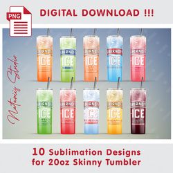 10 Inspired Smirnoff Ice Templates - Seamless Sublimation Patterns - 20oz SKINNY TUMBLER - Full Tumbler Wrap