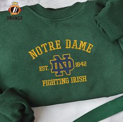 Notre Dame Fighting Irish Embroidered Sweatshirt, NCAA Embroidered Shirt, Embroidered Hoodie, Unisex T-Shirt