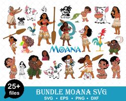 Moana Svg Bundle, Moana Svg, Layered SVG, Cut Files, Cartoon Clipart Files, Digital Vector File, Bundle Svg -Downlo