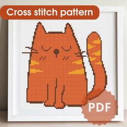 Cross Stitch Pattern Cat, Animal Cross Stitch Chart PDF, DIY Gift For Mom