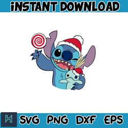 Christmas Stitch svg, Chritmas cartoon svg, Stitch Clipart, Christmas bundle svg, cricut svg files (14)